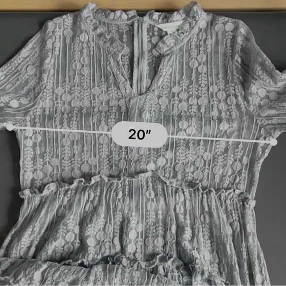 Sundance Ellery Lace Flare Sleeve Midi Dress Dusty Blue Sheer Prairie Size PL - Picture 9 of 13